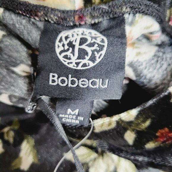 Bobeau Skirt size Medium floral black velvet pullon midi M back slit pull on NWT - Picture 9 of 9